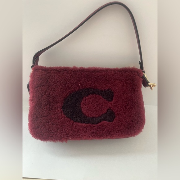 Coach CE691 Nolita 19 In Shearling With Coach Motif In Gold/Black Cherry - Picture 9 of 9